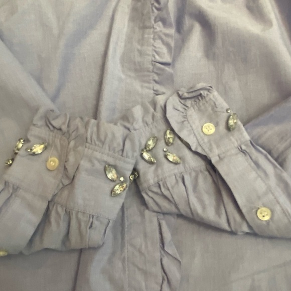 J. Crew Blue 3/4 Sleeve Ruffled Button Down Shirt - Picture 15 of 15